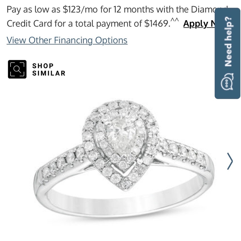 1/2 CT TW Pear-Shaped Diamond Double Frame Engagement Ring in 14K White Gold - Picture 5 of 11